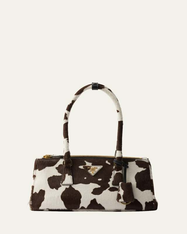 Galleria Cow-Print Calf Hair Shoulder Bag